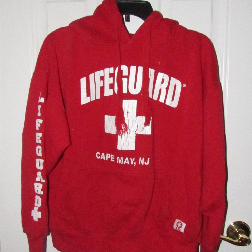 Red lifeguard sweatshirt